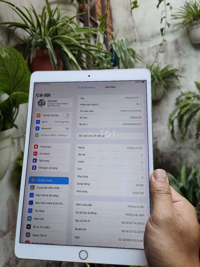 iPad Pro 10.5 inch 4G-64GB Quốc tế, like new 99%