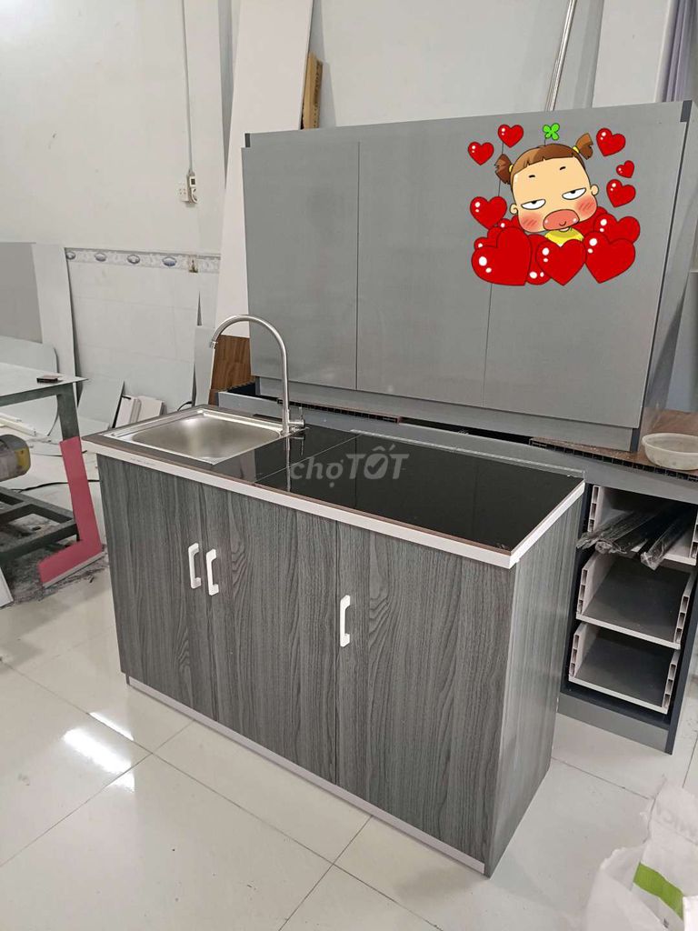 Tủ bếp kt 1m2 đủ màu - sẵn phụ kiện