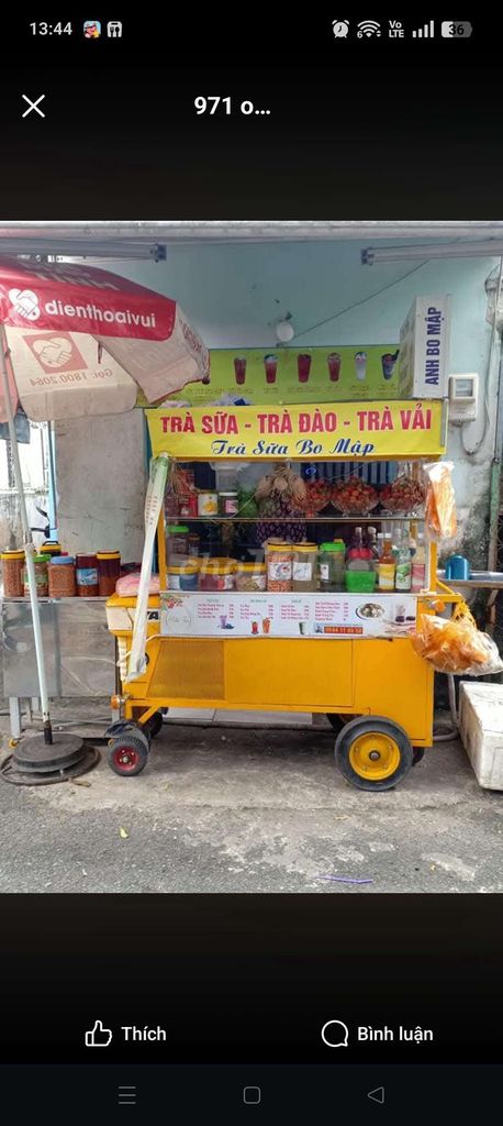 Xe bán trà sữa dạng máy cày. Mua bán Đồ chuyên dụng, Giống nuôi trồng tại Quận 12 Tp Hồ Chí Minh được đăng bởi Nguyễn Nhung hình 1