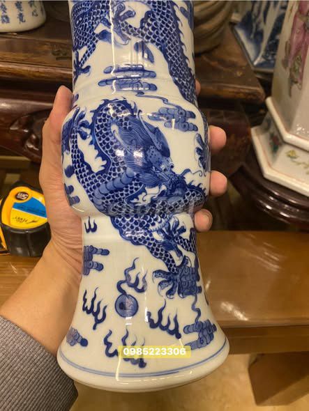 Lọ hoa gốm sứ Rồng Trắng Xanh. Mua bán Cây cảnh, đồ trang trí tại Thành phố Hưng Yên Hưng Yên được đăng bởi Gốm sứ tuyển chọn AThắng hình 1