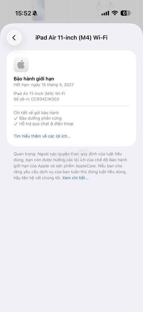 Apple iPad Air M4 11 inch 128GB Wifi Tím. Mua bán Máy tính bảng tại Huyện Thanh Trì Hà Nội được đăng bởi Đoàn Xuân Tùng hình 1