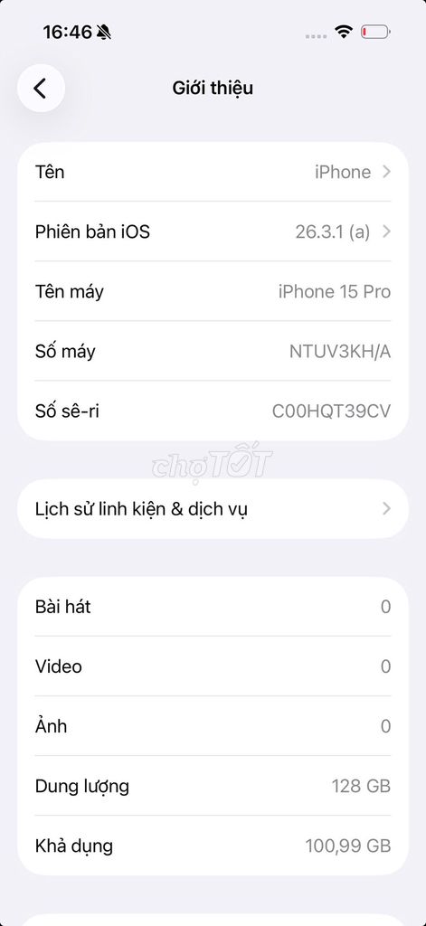 Apple iPhone 15 Pro 128GB Đen. Mua bán Điện thoại tại Quận Bắc Từ Liêm Hà Nội được đăng bởi Cửa hàng Bính Táo hình 1