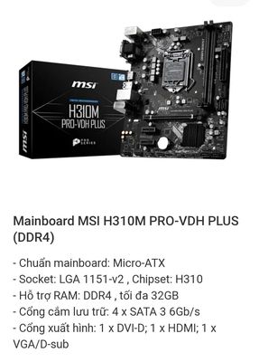 THANH LÝ MSI H310 + Ram D4 8gb tản + CPU i3 8300. Mua bán Linh kiện (RAM, Card...) tại Quận Cái Răng Cần Thơ được đăng bởi Dang Nguyễn duy phuong