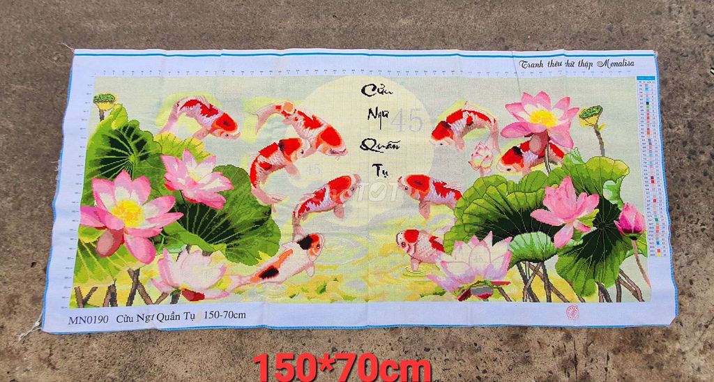 Tranh đã thêu Cửu Ngư Quần Tụ ,chưa có khung. Mua bán Đồ sưu tầm, đồ cổ tại Quận 1 Tp Hồ Chí Minh được đăng bởi TRANH THÊU GIA TUỆ CHO GIA CÔNG MUA BÁN THÀNH PHẨM hình 1