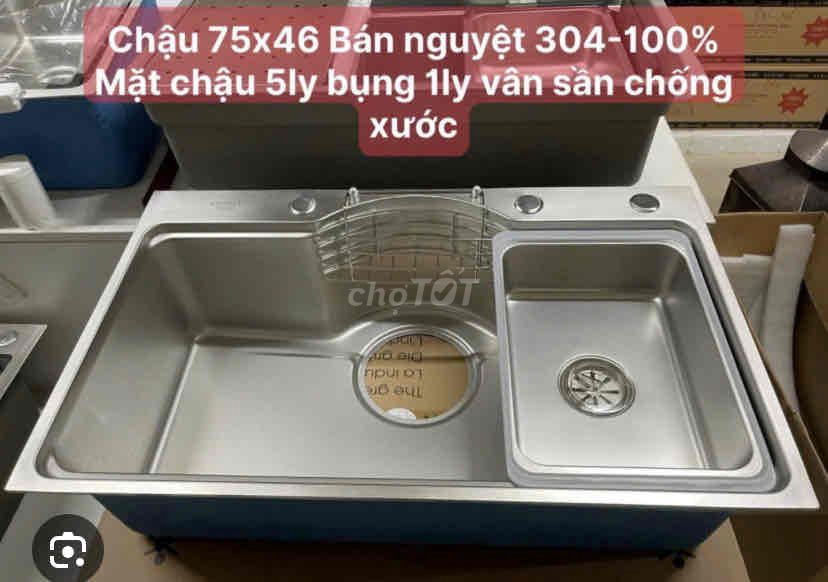 Chậu rửa chén Inox 304 75x46cm dày 5ly. Mua bán Thiết bị vệ sinh, nhà tắm tại Quận Hải Châu Đà Nẵng được đăng bởi THIẾT BỊ GIA DỤNG HÀNG CHÍNH HÃNG hình 1