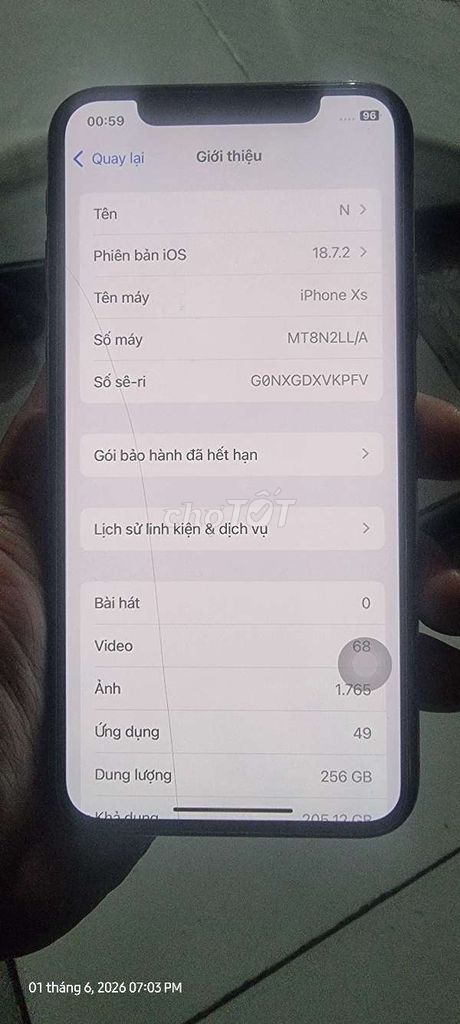 Apple iPhone Xs 256GB Trắng Đã sử dụng. Mua bán Điện thoại tại Thành phố Thuận An Bình Dương được đăng bởi Vạn Phúc  hình 1