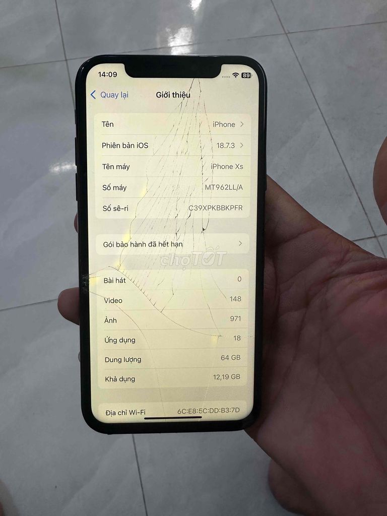 Apple iPhone Xs 64GB Đen Hư hỏng. Mua bán Điện thoại tại Quận 12 Tp Hồ Chí Minh được đăng bởi Đặng  hình 1