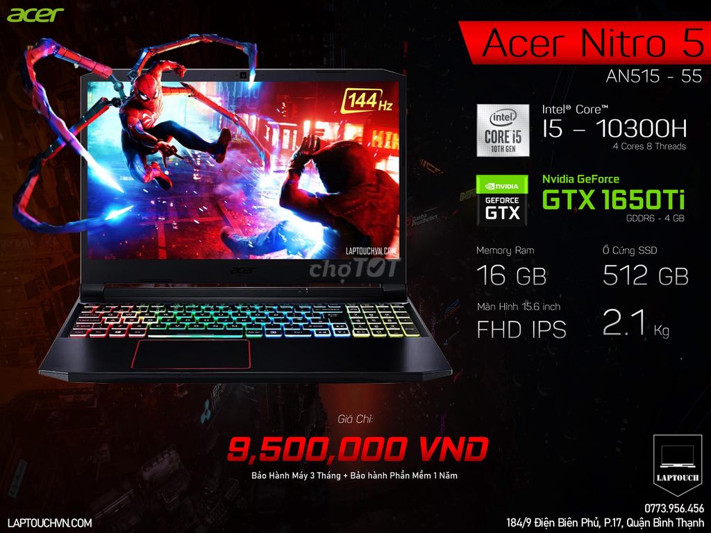 Acer Nitro 5 Eagle AN515 - 55 [ GTX 1650Ti ]. Mua bán Laptop tại Quận Bình Thạnh Tp Hồ Chí Minh được đăng bởi Cửa Hàng Máy Tính Laptouch VN hình 1