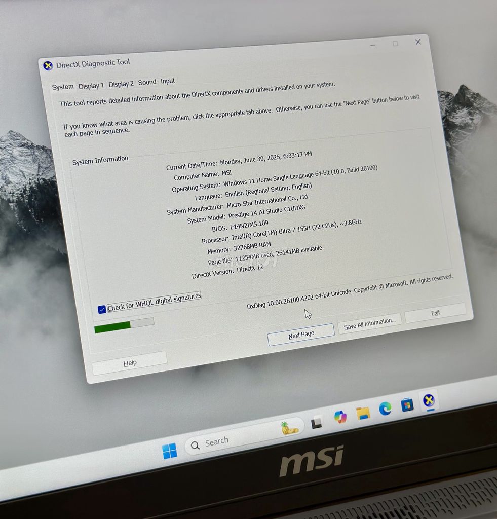 MSI Prestige 14 AI | intel U7/32/1TB RTX 3050 6GB