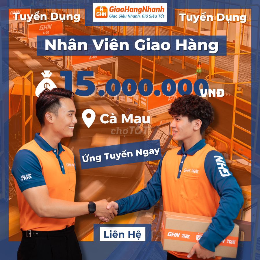 [CÁI NƯỚC- CÀ MAU] TUYỂN NHÂN VIÊN GIAO NHẬN