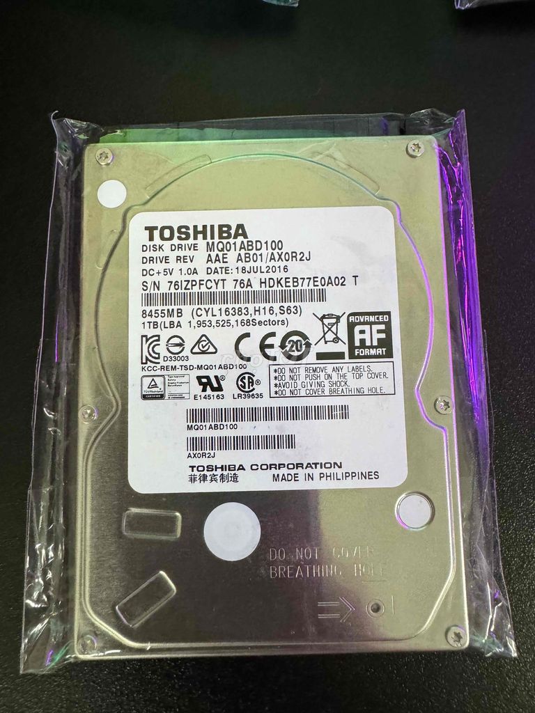 HDD Toshiba 1TB 2.5 inch sk 100%. Mua bán Linh kiện (RAM, Card...) tại Quận 12 Tp Hồ Chí Minh được đăng bởi nguyễn hình 1
