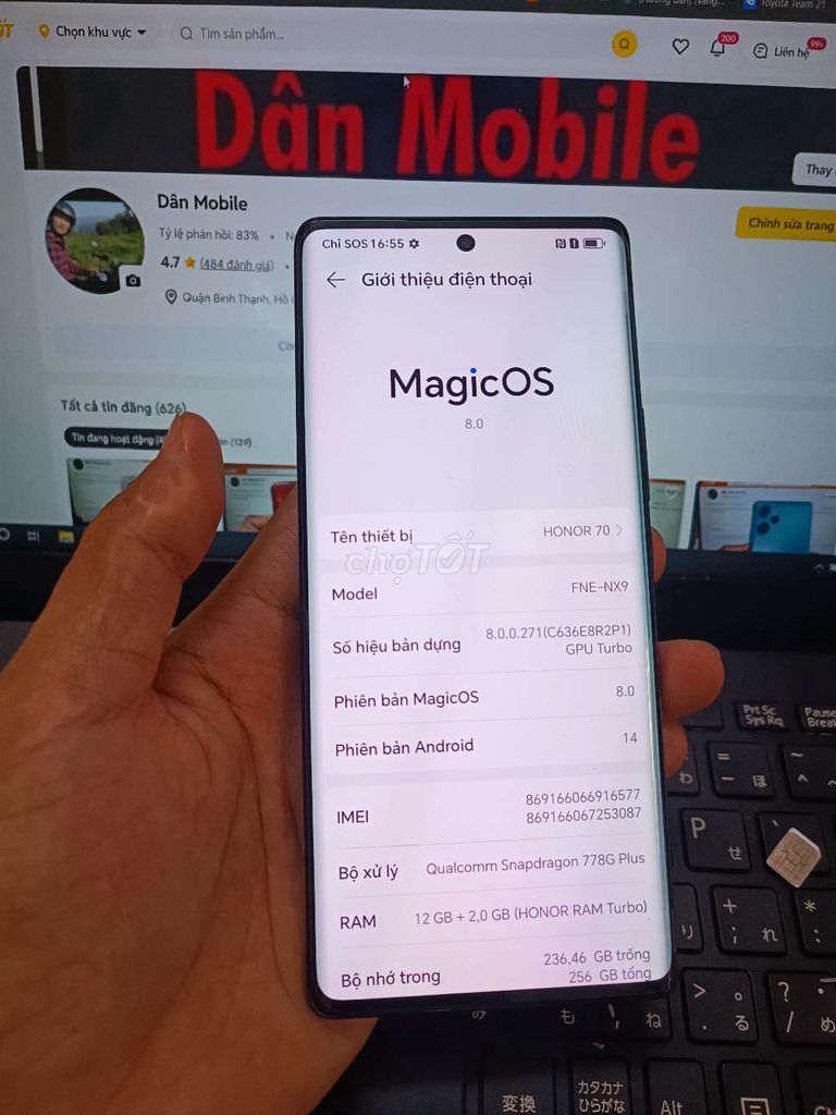 HONOR 70 12GB.256GB PIN 4800 SNAP 778+ ZIN FULL CN. Mua bán Điện thoại tại Quận Bình Thạnh Tp Hồ Chí Minh được đăng bởi Dân Mobile hình 1