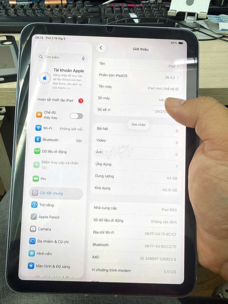 Apple iPad Mini 6 64GB 5G. Mua bán Máy tính bảng tại Thành phố Thuận An Bình Dương được đăng bởi Trần Lâm hình 1