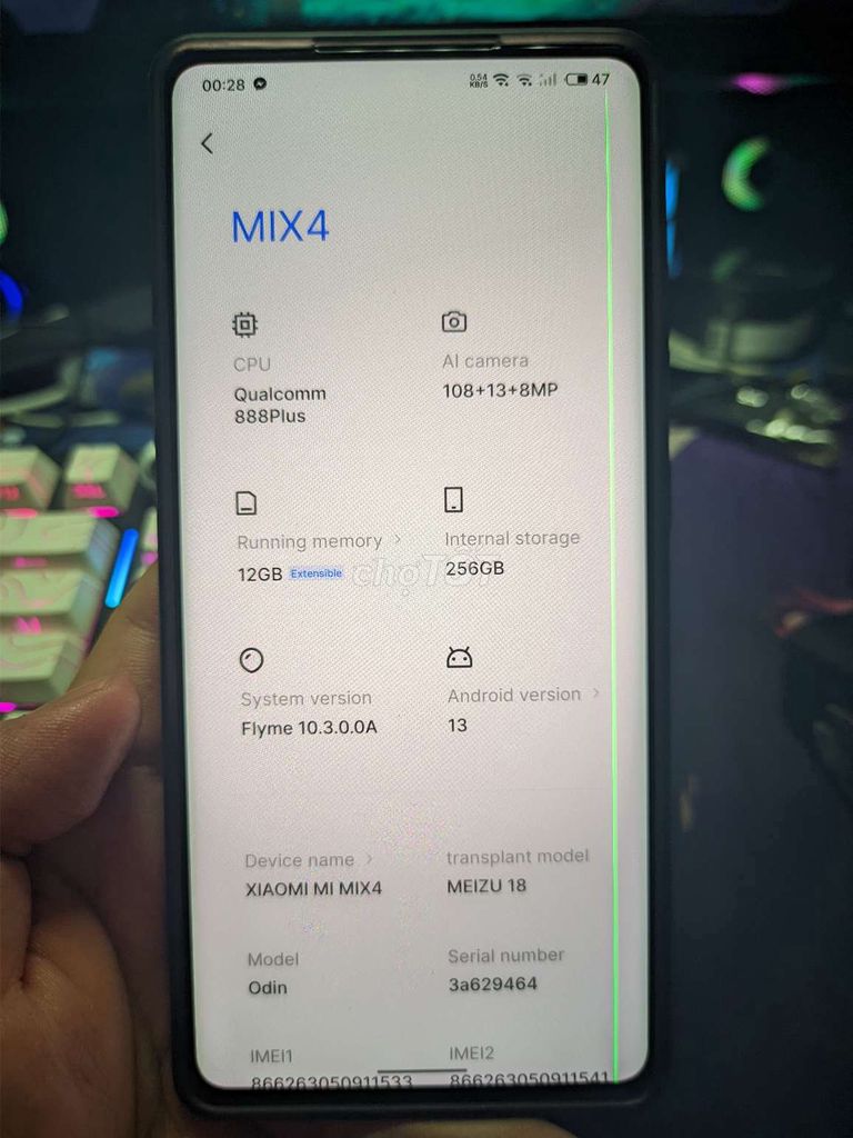 Xiaomi Mi Mix 4 đã unlock BL 12/256GB Đen sọc màn . Mua bán Điện thoại tại Quận Bình Thuỷ Cần Thơ được đăng bởi Anh Quốc hình 1