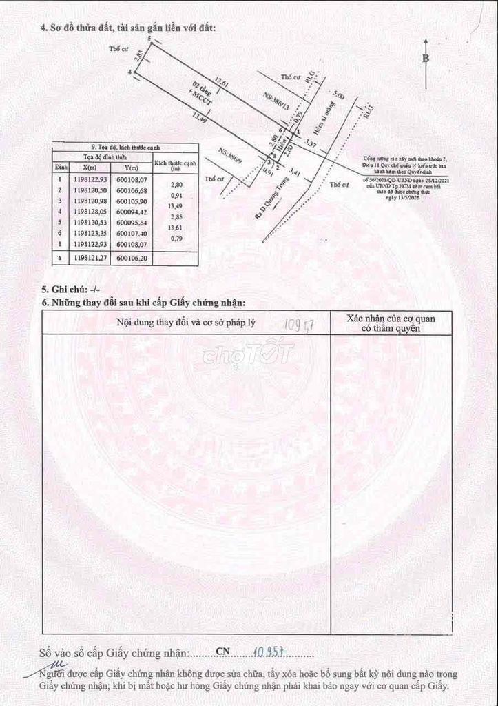 BÁN NHÀ CHÍNH CHỦ HẺM XE HƠI VỊ TRÍ HẺM XE HƠI ĐƯỜNG QUANG TRUNG, P10