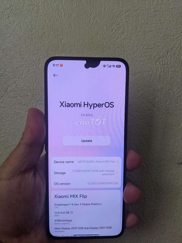 Xiaomi MIX Flip 12GB/512GB Tím. Mua bán Điện thoại tại Huyện Thanh Trì Hà Nội được đăng bởi An đỗ hình 1