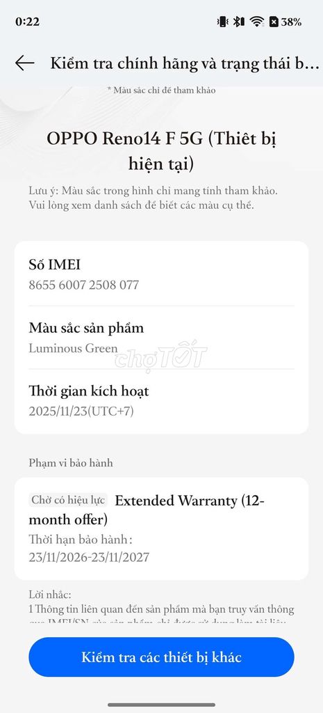 OPPO Reno14 F 5G 256G Xanh lá. Mua bán Điện thoại tại Thị xã Điện Bàn Quảng Nam được đăng bởi Phạmm Phú Hùngg hình 1