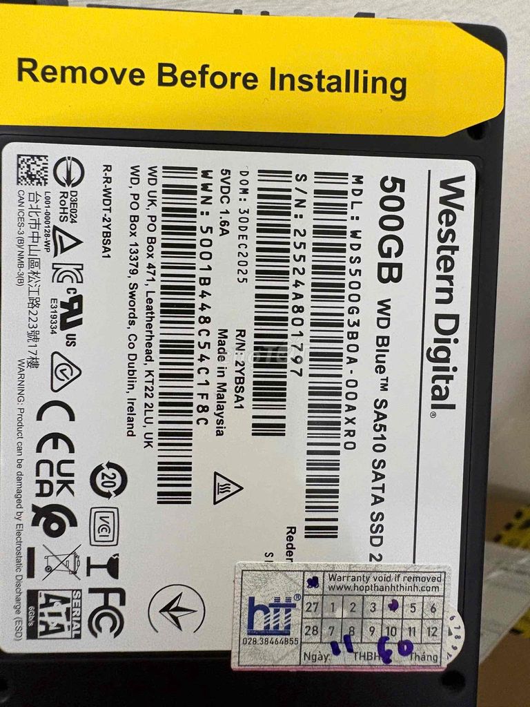 Ổ cứng SSD Western Digital WD Blue SA510. Mua bán Linh kiện (RAM, Card...) tại Thị xã Phú Mỹ Bà Rịa - Vũng Tàu được đăng bởi Thanh Lý Siêu Rẻ hình 1
