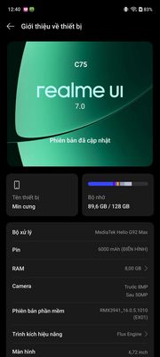 Realme C75 8GB/128GB Vàng Helio G92 Max