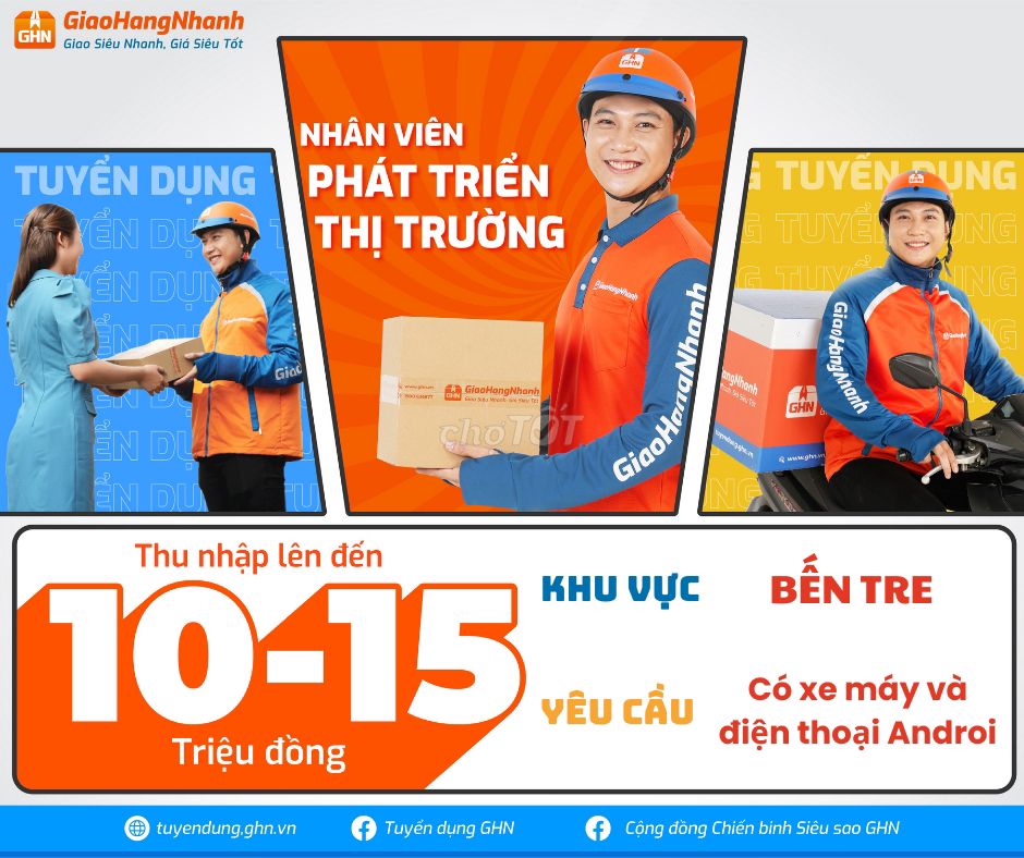 [BẾN TRE] TUYỂN SHIPPER LƯƠNG LÊN ĐẾN 15 TRIỆU