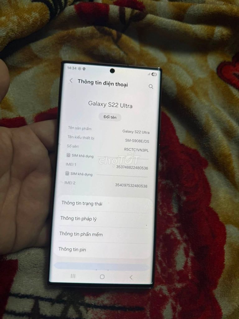 Samsung Galaxy S22 Ultra Tím. Mua bán Điện thoại tại Quận 5 Tp Hồ Chí Minh được đăng bởi Hội Đồ Điện Tử hình 1