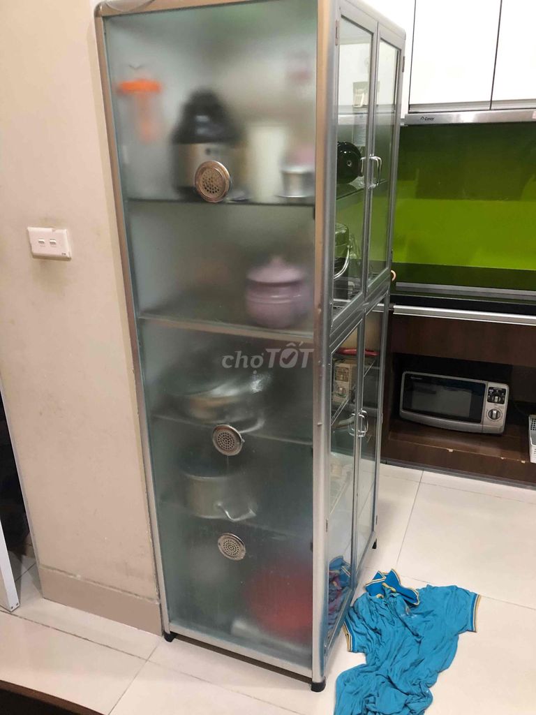 Tủ nhôm kính 66x50x166cm màu ghi sáng 5 ngăn. Mua bán Tủ, kệ gia đình tại Quận Long Biên Hà Nội được đăng bởi Phạm Toản hình 1