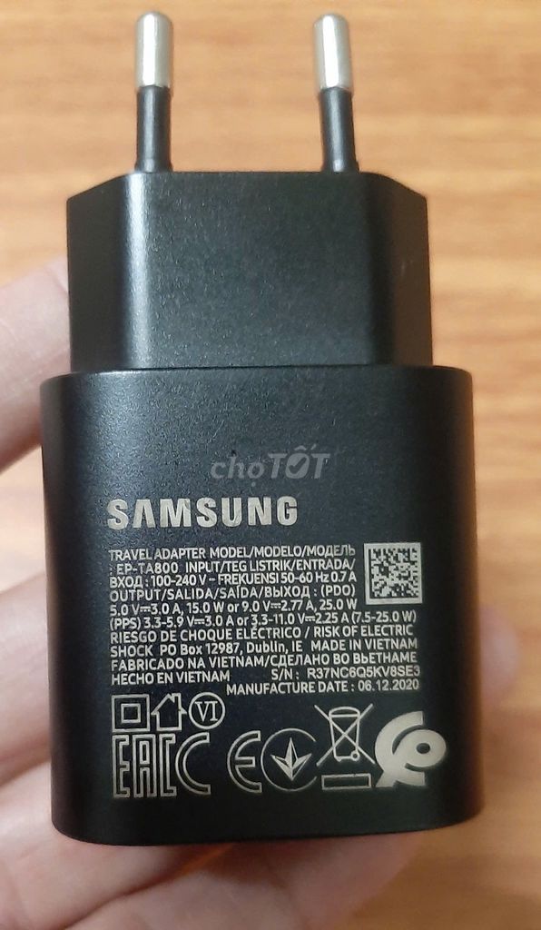 Cóc Sạc Nhanh Samsung; Type C; 25W; (EP-TA800N).