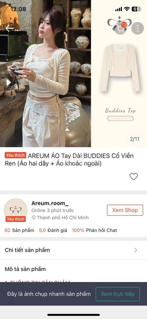 Áo khoác ngoài AREUM BUDDIES Cổ Viên Ren Nữ Trắng. Mua bán Quần áo tại Huyện Chương Mỹ Hà Nội được đăng bởi Nguyễn Phương Linh hình 1