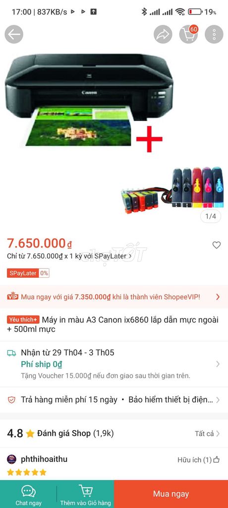 Máy in màu A3 Canon Pixma 6860 Wifi. Mua bán Đồ dùng văn phòng tại Quận Lê Chân Hải Phòng được đăng bởi Hà hình 1