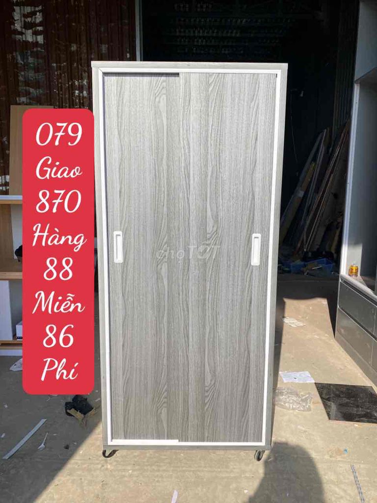 Tủ 2 cánh lùa có bánh xe tiện lợi_nhựa Taiwan