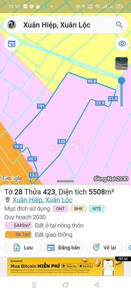 Bán đất mặt tiền đường 765 xuân hiệp Xuân Lộc Đồng Nai