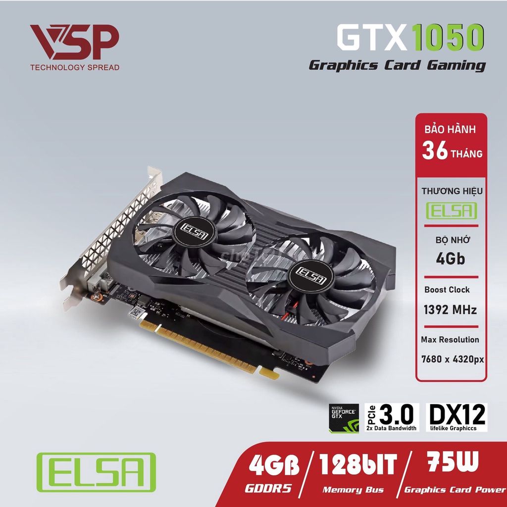 Card màn hình ELSA GTX 1050 Ti. Mua bán Linh kiện (RAM, Card...) tại Quận 12 Tp Hồ Chí Minh được đăng bởi Vi Tính Hshop hình 1