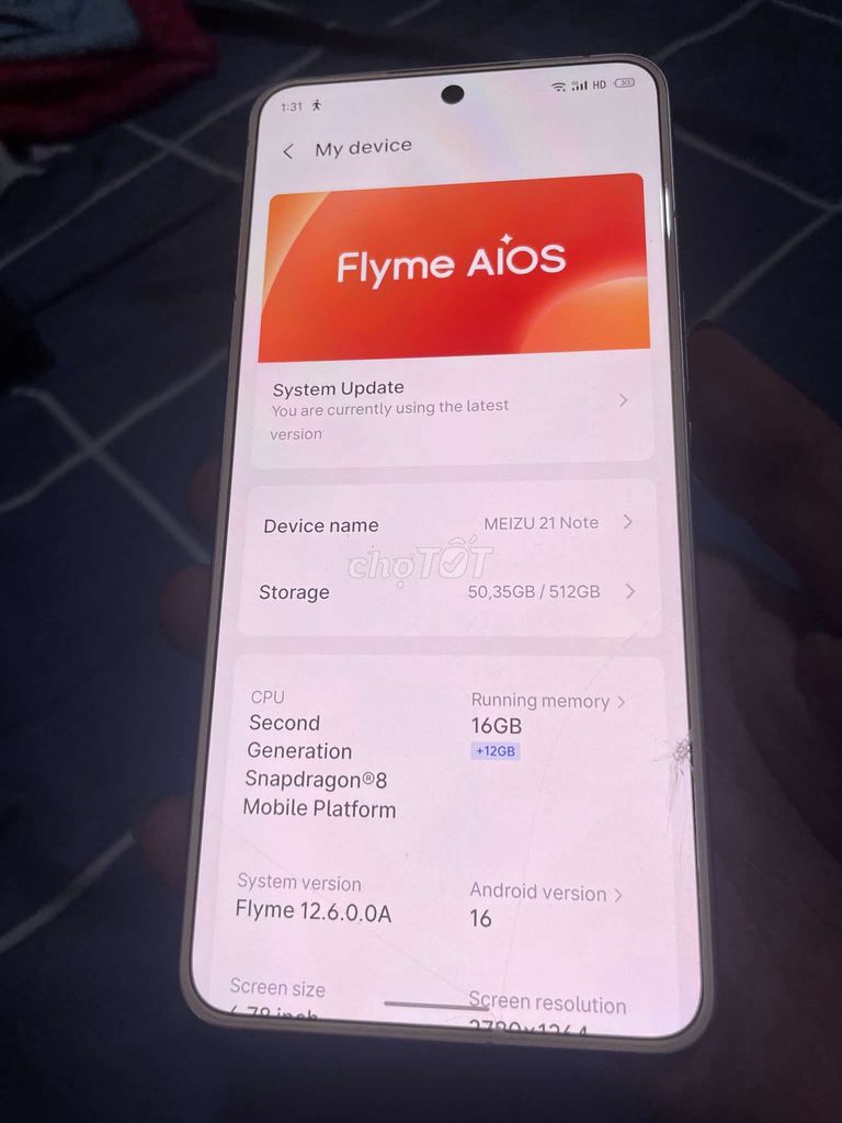 Meizu 21 Note 16GB/512GB Trắng Like New. Mua bán Điện thoại tại Huyện Hóc Môn Tp Hồ Chí Minh được đăng bởi Hà minh thắng hình 1