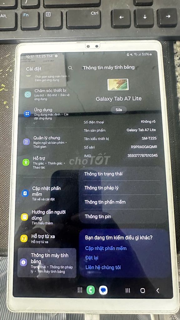 Samsung Galaxy Tab A7 Lite 32GB Bạc - 1 sọc xanh . Mua bán Máy tính bảng tại Huyện Dầu Tiếng Bình Dương được đăng bởi Hoàng Võ hình 1