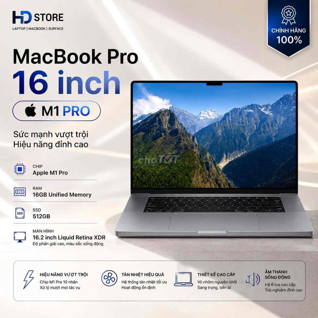 Apple MacBook Pro M1 Pro 16.2 inch 16GB/512GB. Mua bán Laptop tại Thành phố Buôn Ma Thuột Đắk Lắk được đăng bởi HD Store  hình 1