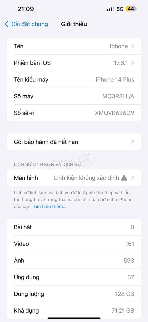 Apple iPhone 14 Plus 128GB. Mua bán Điện thoại tại Quận Cẩm Lệ Đà Nẵng được đăng bởi Binet hình 1