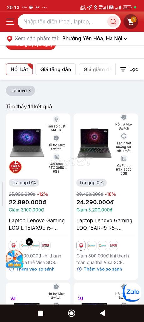 Lenovo Gaming LOQ E 15IAX9E i5-12450HX- 16GB/512GB. Mua bán Laptop tại Quận Cầu Giấy Hà Nội được đăng bởi Trần Thắng hình 1