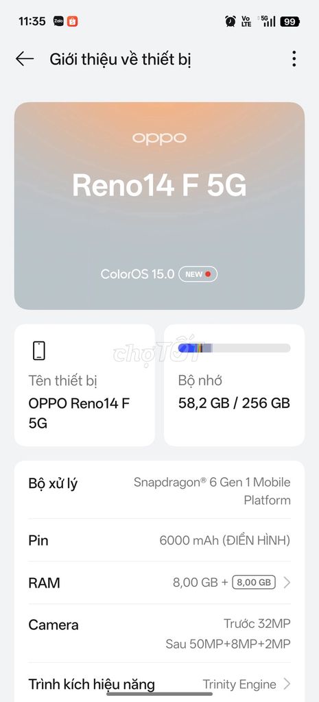 OPPO Reno14 F 5G 256GB. Mua bán Điện thoại tại Quận 7 Tp Hồ Chí Minh được đăng bởi Nguyễn Hữu Thác hình 1