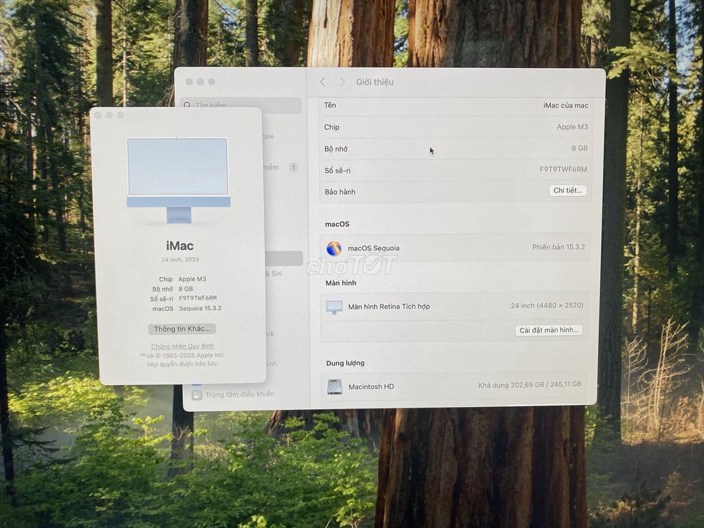 Mac 24inch 4.5K Chip M3 Ram 8GB/256GB Fullbox. Mua bán Máy tính để bàn tại Quận 10 Tp Hồ Chí Minh được đăng bởi MACVN hình 1