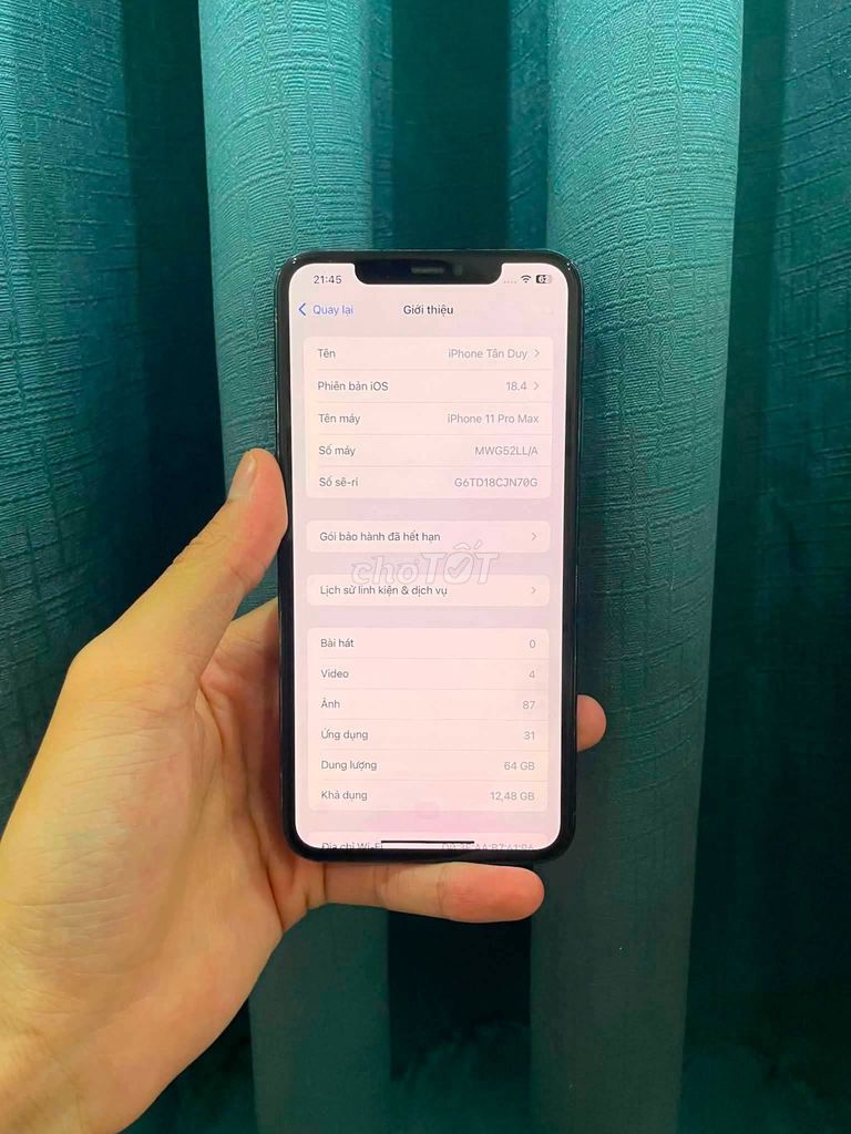 Apple iPhone 11 Pro Max 64GB Xám. Mua bán Điện thoại tại Quận Cầu Giấy Hà Nội được đăng bởi Hội Đồ Điện Tử hình 1