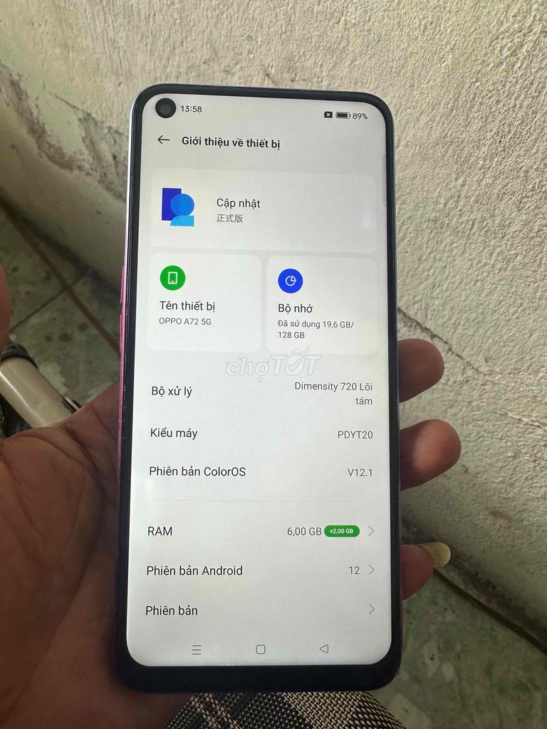 Oppo A72 5G 6GB/128GB Đa sắc. Mua bán Điện thoại tại Thành phố Thủ Đức Tp Hồ Chí Minh được đăng bởi Thì hồng  hình 1