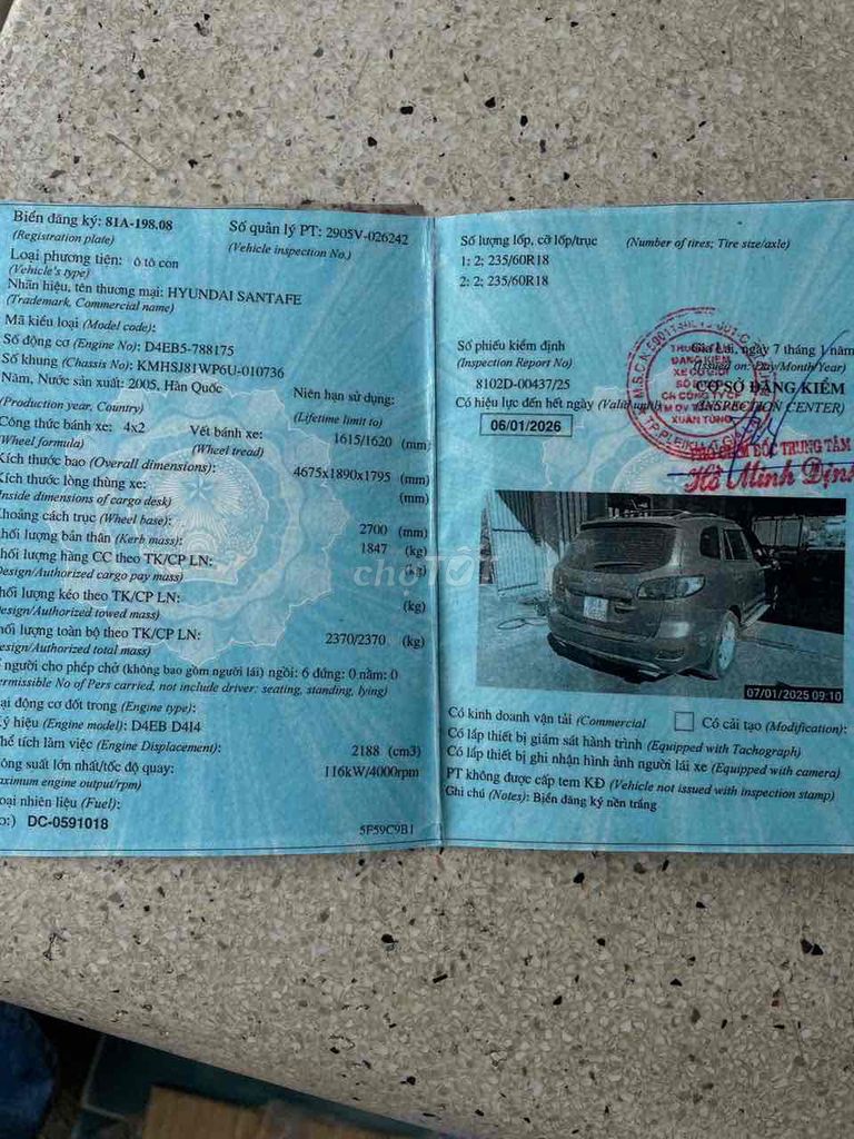 Hyundai Santa Fe 2005 SLX - 140000 km. Mua bán Ô tô tại Huyện Krông Búk Đắk Lắk được đăng bởi đức bách hình 3