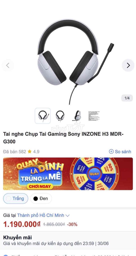 Tai nghe gaming Sony INZONE H3 Trắng. Mua bán Tivi, Âm thanh tại Quận Liên Chiểu Đà Nẵng được đăng bởi tu nguyen van hình 1