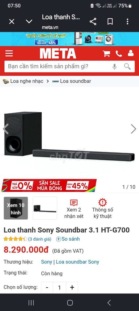 Loa soundbar Sony HT-G700 Đen. Mua bán Tivi, Âm thanh tại Quận Hai Bà Trưng Hà Nội được đăng bởi Huyền Trang hình 1