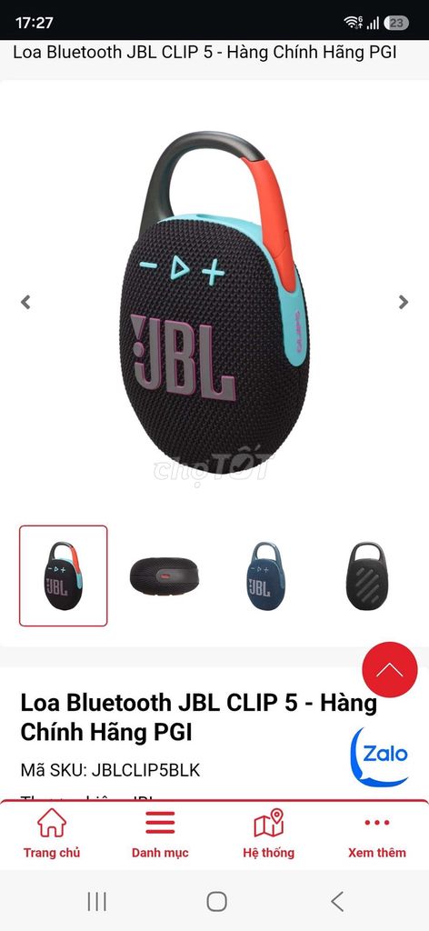 Loa Bluetooth JBL CLIP 5 Đen Như mới. Mua bán Tivi, Âm thanh tại Quận Tân Phú Tp Hồ Chí Minh được đăng bởi Hoàng Pha hình 1