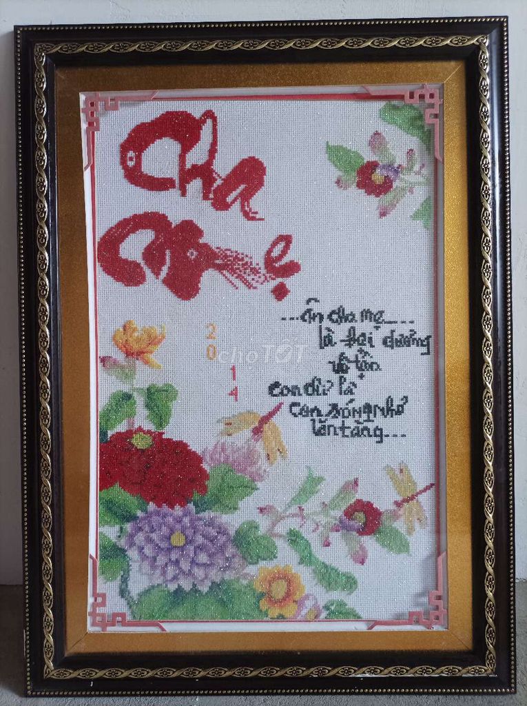 Tranh thêu chữ thập 52x71cm có khung. Mua bán Đồ sưu tầm, đồ cổ tại Thị xã Tân Uyên Bình Dương được đăng bởi TRẦN TUẤN hình 1