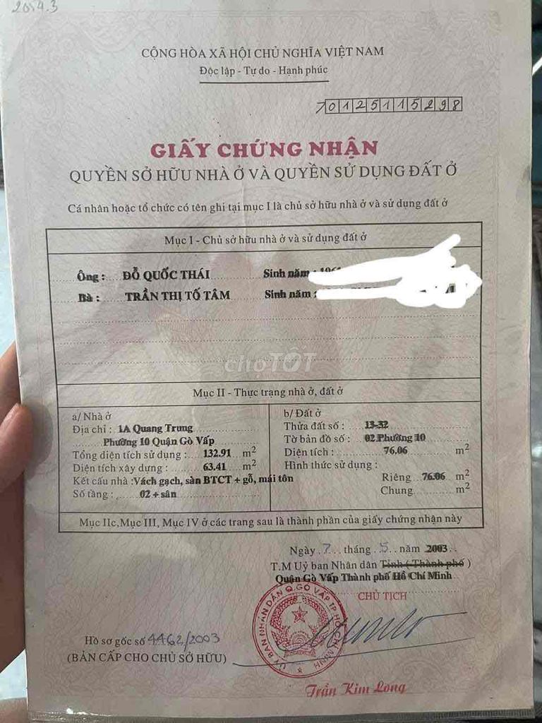 NHÀ CHÍNH CHỦ CẦN BÁN HẺM MẶT TIỀN KINH DOANH, PHƯỜNG 10, QUẬN GÒ VẤP