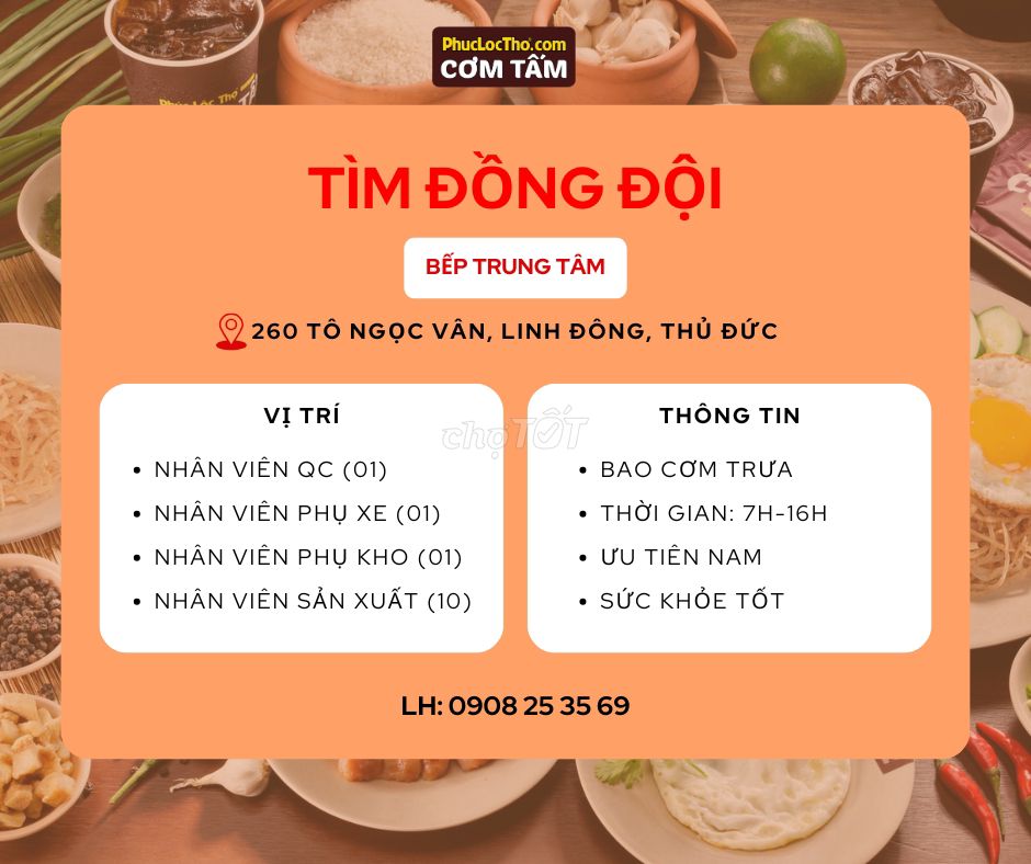 TUYỂN DỤNG NHÂN VIÊN SƠ CHÊ THỰC PHẨM