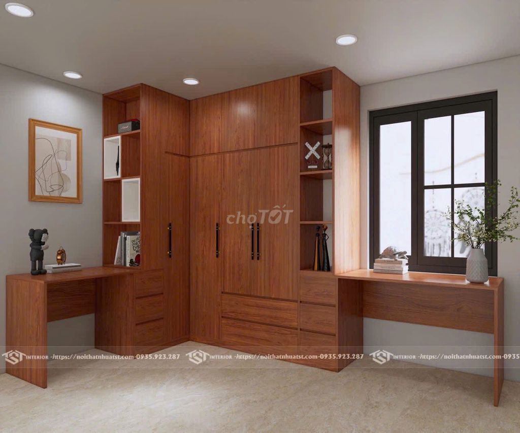 Thiết kế 3D tủ quần áo góc chữ L. Dịch vụ tại Huyện Hòa Vang Đà Nẵng được đăng bởi Nội thất tủ bếp TST hình 1