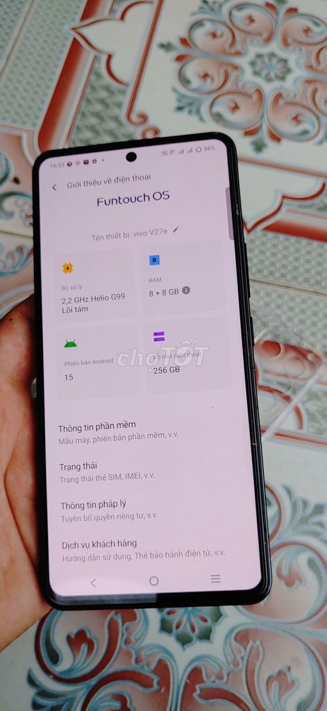 Vivo V27e 256GB fpt mới su. Mua bán Điện thoại tại Huyện Thanh Trì Hà Nội được đăng bởi Chi hình 1